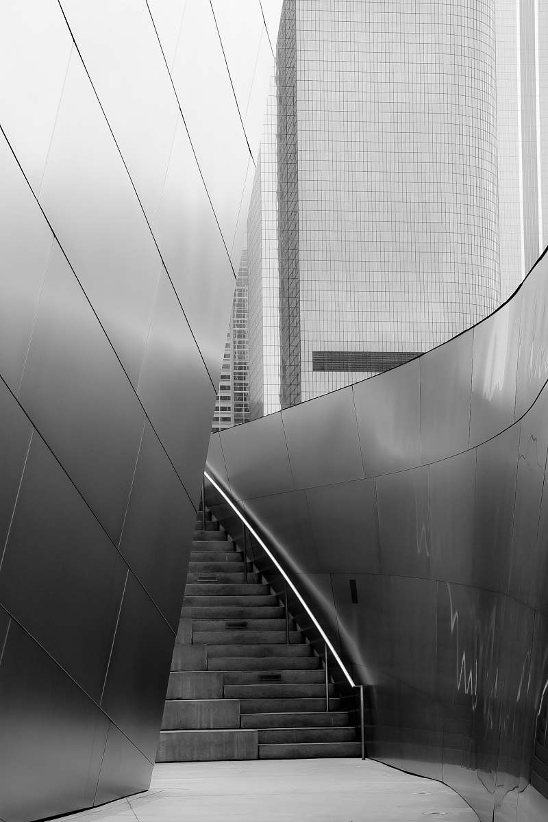 los angeles low angle photo of gray buildings during daytime staircase